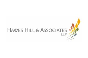 Hawes Hill & Associates LLP logo with gray wordmark and a multicolored diamond mosaic on the right.