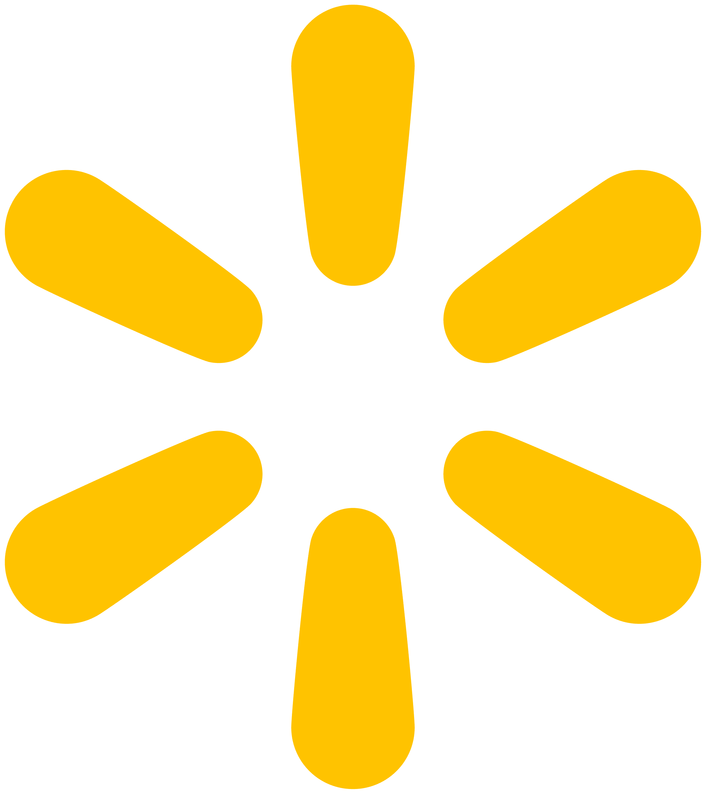 Abstract radial pattern: yellow rounded bars extending from a central vertical bar on a black background.